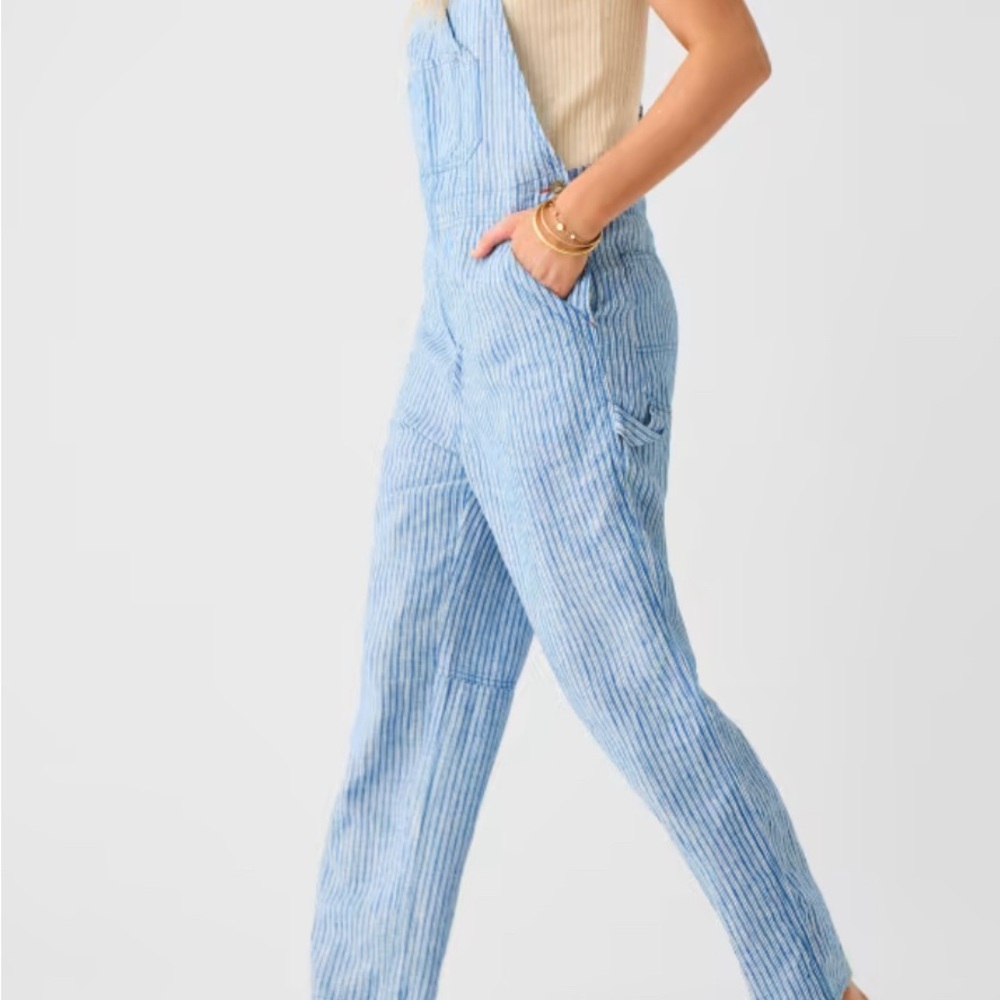 Women's Faherty Topsail  Blue Striped Overalls